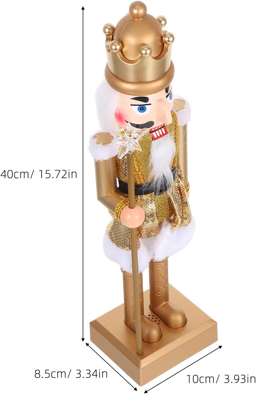 Lighted Christmas Nutcracker Soldier Figurine with Music, Small Traditional Nutcracker Puppet Tabletop Decoration for Holiday Parties and Festive Home Décor