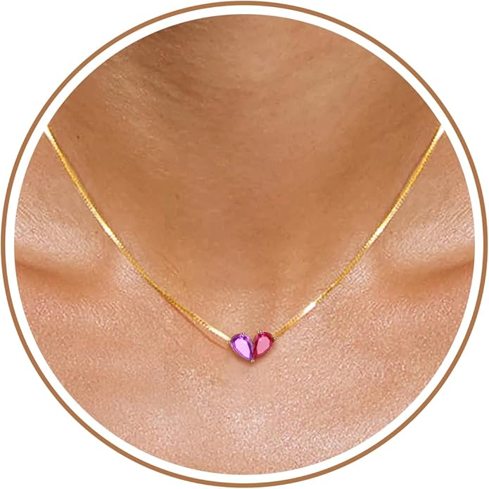Birthstone Necklace for Women Dainty Gold Necklace with 2 Birthstone Christmas Stocking Stuffers Teen Girl Gifts Trendy Stuff Birthday Gift Moms 2025 Graduation Gift Adjustable Anniversary Jewelry for Daughter Girlfriend Friend