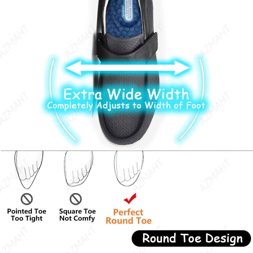 Zapatos Especiales para Juanetes Zapatos Mocasines Cómodos Ortopédicas Soportes de Arco y Talones la absorción de Choque Calzado de Trabajo Antideslizante Made IN Spain,Azul,43 EU