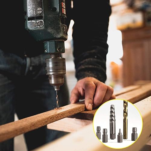 Miniatura 8 de Topec Juego de 35 extractores de tornillos y brocas para mano izquierda, juego de extractores de tornillos fáciles de sacar con brocas inversas,