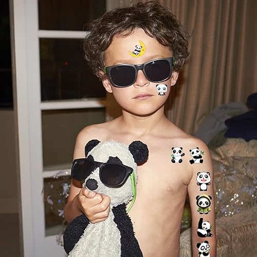 Miniatura 4 de 270 tatuajes temáticos de panda, calcomanías temporales adecuadas para fiesta de cumpleaños temática de panda, revelación de género, baby shower,