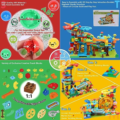 Marble Run Building Blocks for Kid: 3 4 5 6 8 Year Old Montessori Education Preschool STEM Toy - Age 4-8 Kids Creative Puzzle Marbles Track - Christmas Birthday Gifts for Boys Girls