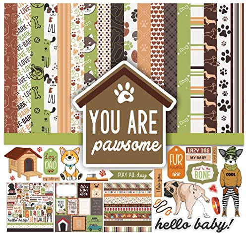 Inkdotpot Brown Green Dog Theme Collection Double,Sided Scrapbook Paper Kit