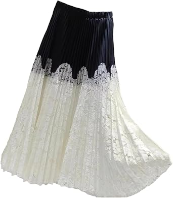 Hit Color Cut Out Skirt for Women High Waist Elastic Waist High Street Embroidery Loose Skirt