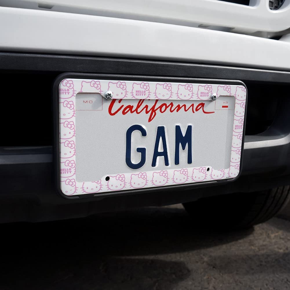 Sanrio Hello Kitty License Plate Frame Rhinestone Logo Metal NEW Sanrio Hello Kitty License Plate Frame Rhinestone Logo Metal NEW