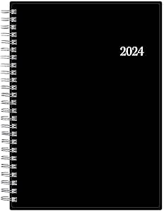 Agenda Semanal Y Mensual Blue Sky 2024 Bakah Blue - 5x8 Pulgadas, Encuadernación Con Alambre, De Enero A Diciembre