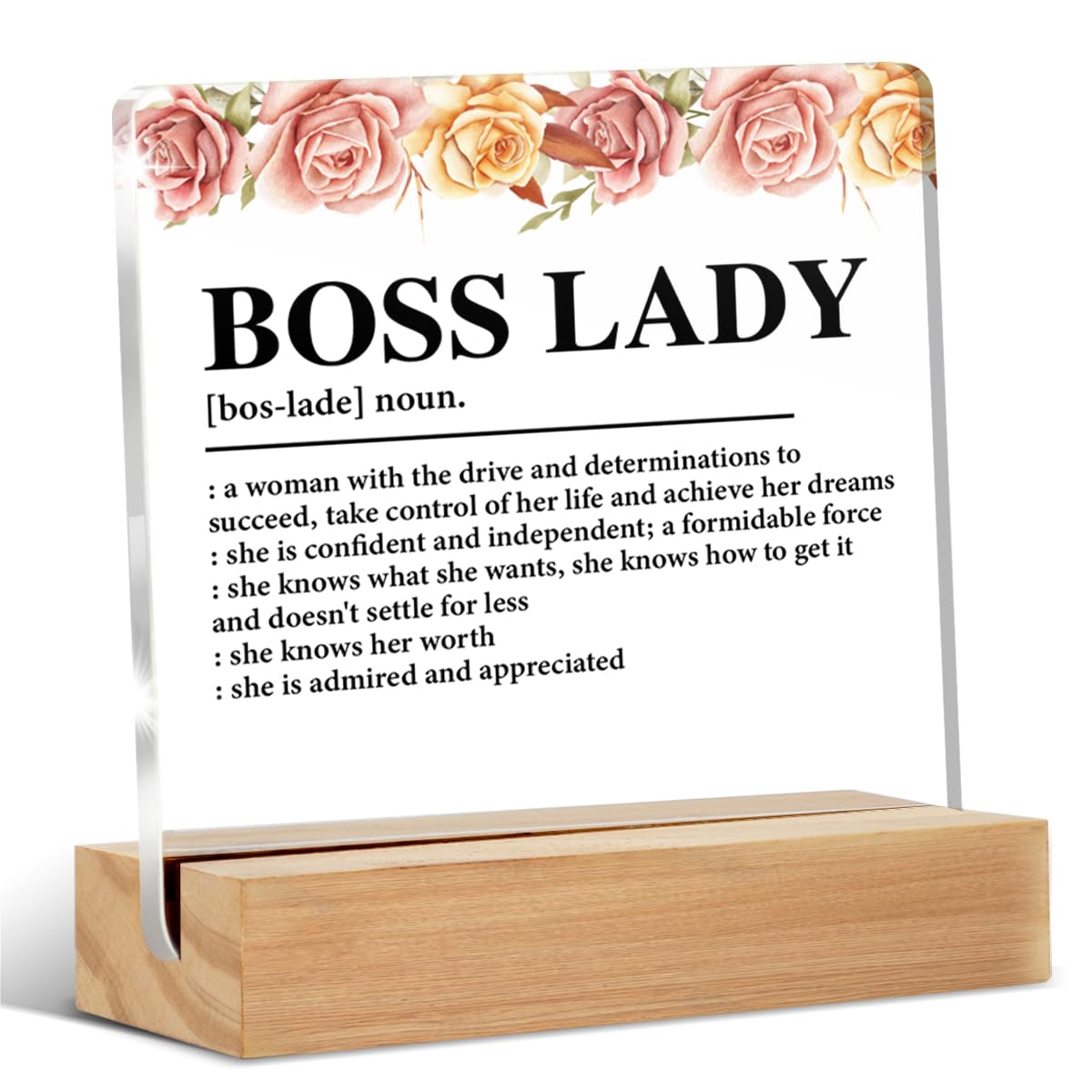 Best Boss Lady Gifts, Boss Lady Gift for Women, Thank You Gifts for Boss Lady Leader Mentor Coworkers, Boss Lady Definition Acrylic Sign Office Keepsake