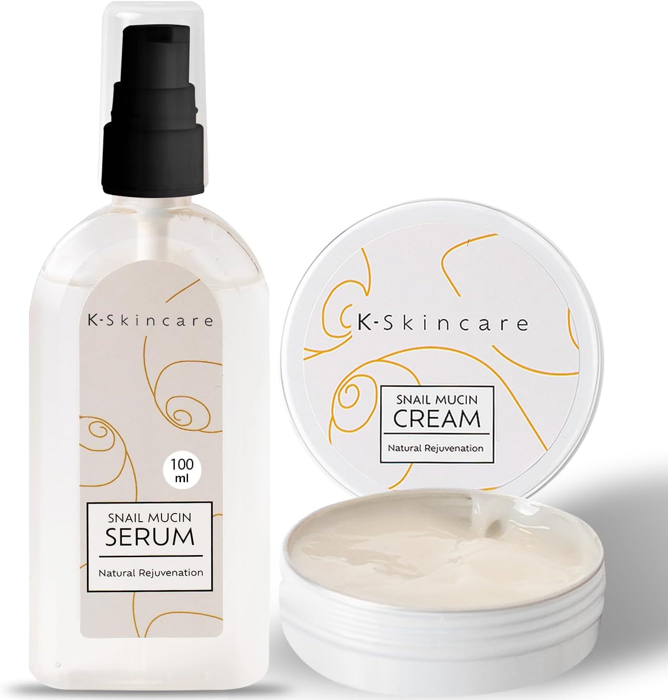 x2 Snail Mucin Cream + Serum & Hyaluronic Acid – All In One Advanced Skin Repair, Deep Hydration, Blemish & Fine Line Removal – Snail Secretion Filtrate – Korean Inspired – UK Based Brand