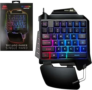 Knup Teclado Gamer Single Hand LED 35 Teclas Anti-Ghosting, Preto, 7898652416743