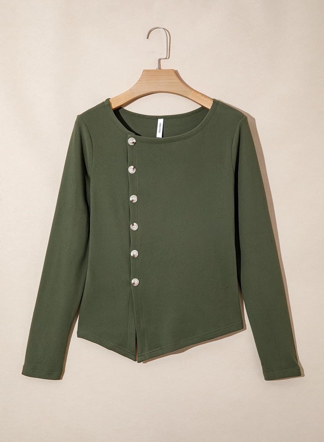 Dokotoo Womens Long Sleeve Tops Button Down Shirts 2026 Asymmetry Casual Fall Outfits