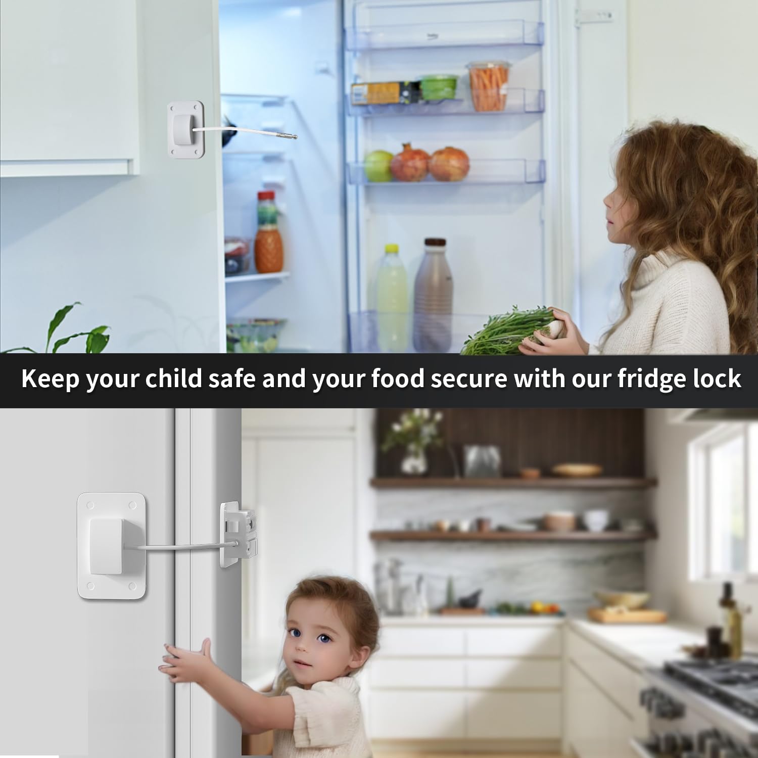 Ougourim Refrigerator Lock - Upgraded Combination Lock for Upright Freezer, Child Safety Lock for Cabinets, White