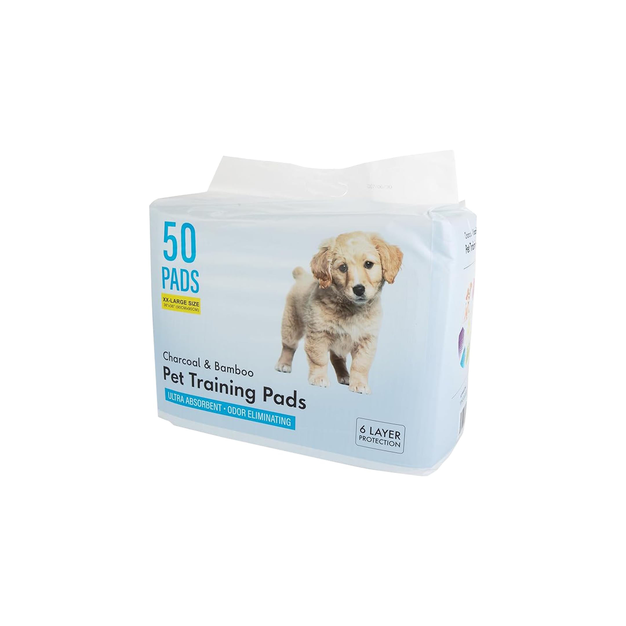 Epsilon Aktivkohle-Bambus-Geruchskontrolle Welpenunterlagen – 50 Stück, große Einweg-Pee Pads mit super schnell saugfähig und 6-lagig, auslaufsicher, für Welpen und Katzen, 36 x 36 cm