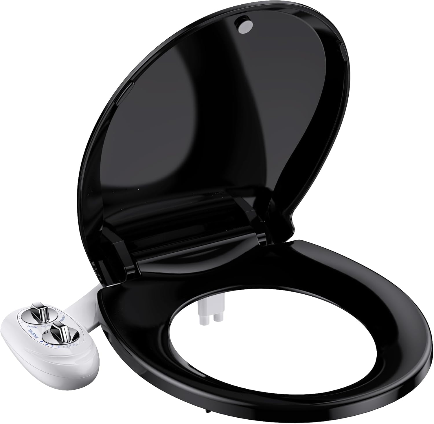 YASFEL Standard Universal Round Toilet Seat and Bidet Attachment for Toilet(Black and White)