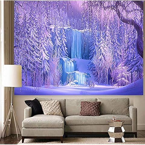 Winter Ice Castle Tapestry Fairytale Princess Girl Art Wall Hanging Tapestries for Living Room Home Decor 200x150cm Cover