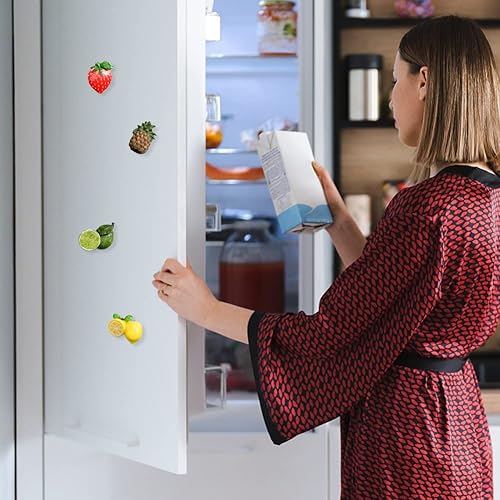 Miniatura 6 de Imán de resina 3D para refrigerador de frutas, limón, fresa, piña, adornos magnéticos para refrigerador, calcomanías magnéticas para cocina, espacio