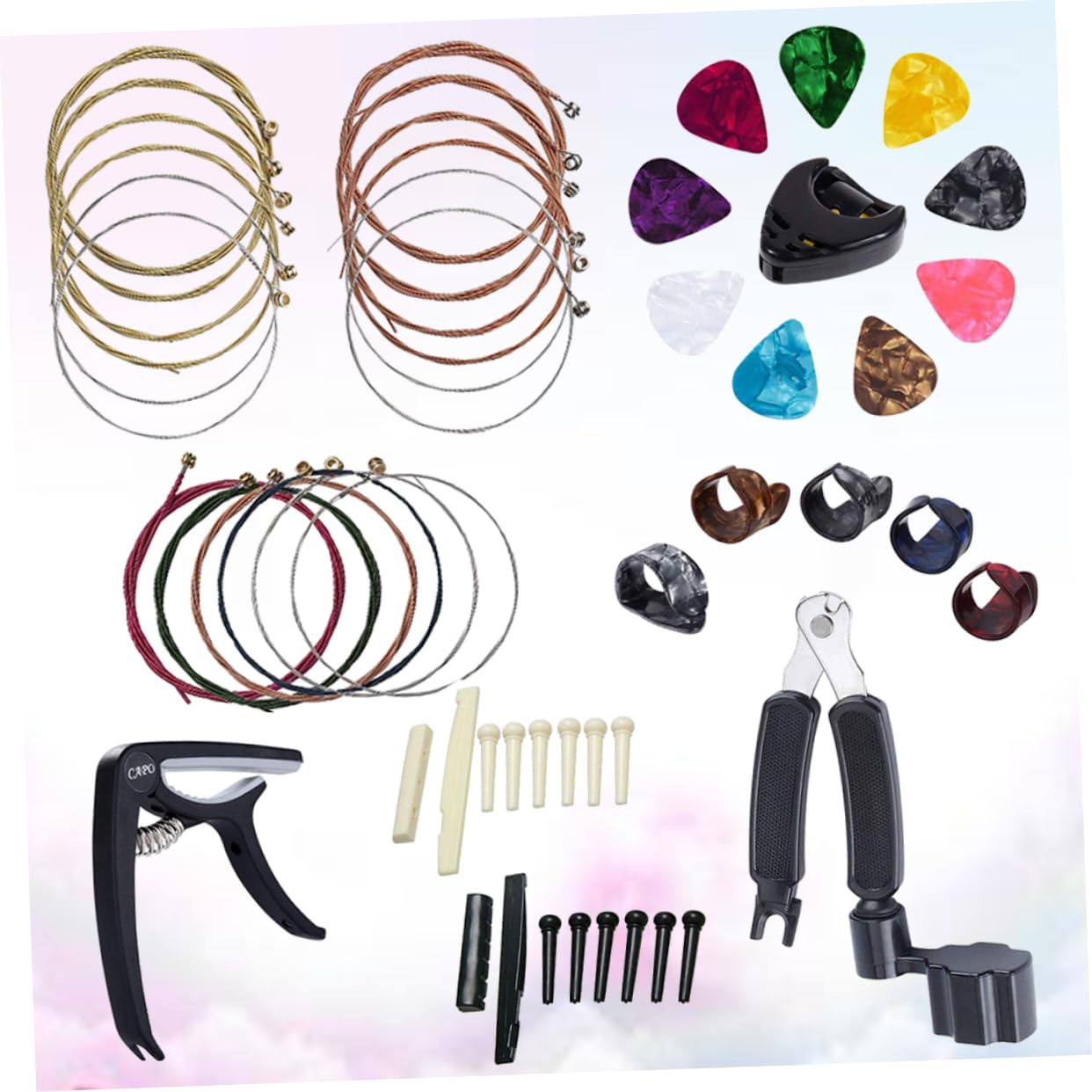 ibasenice 3piezas Herramientas Para Guitarra Kit De Cambio De Cuerdas Afinador Soporte Para Pua y Cortador De Cuerdas Negro
