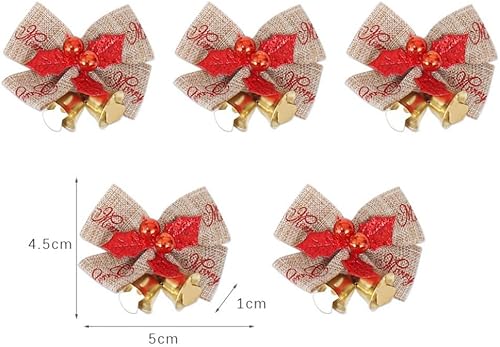 Miniatura 2 de 10 mini lazos de Navidad de 2 pulgadas, coronas de arpillera verde y rojo, lazos pequeños para decoración de árbol de Navidad para bodas, fiestas,