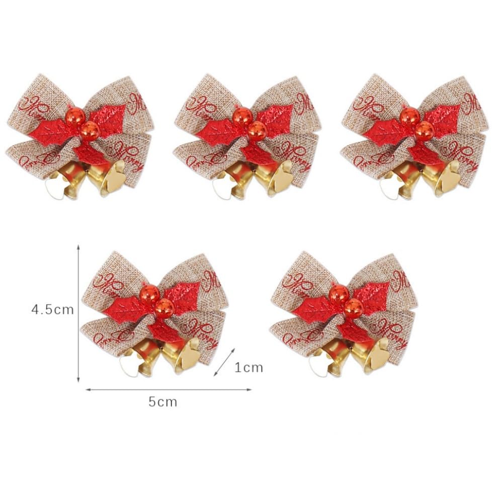 10pcs 2inch Mini Christmas Bow Decorations Green & Red Burlap Wreaths Bows Small Christmas Tree Topper Bows for Wedding Party Farmhouse Decoration Ornaments (Green-10PCS)