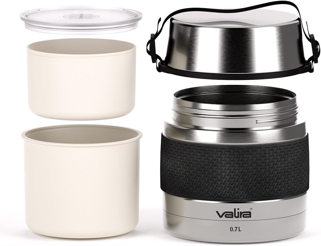 Valira Incoterm Stainless Steel Thermal Food Container, Grey, 0.7 L