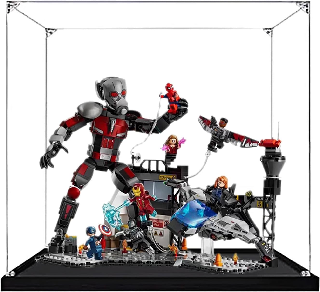 Acrylic Display Box for Lego 76314 Civil War Battle Scene Kit, Dustproof Display Box, Storage Display Box (Box only) (Black base-2mm,Transparent)