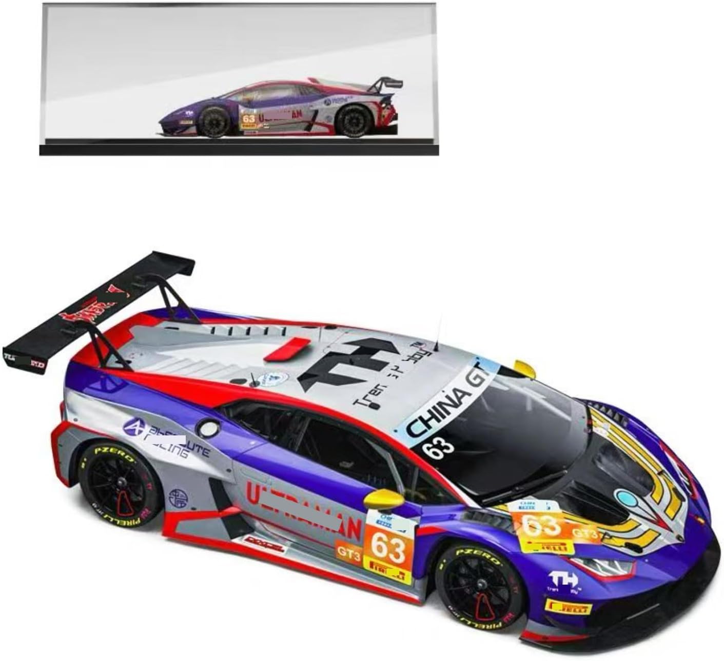 HTLNUZD 2026 1/64 GT3 EVO2#63 Alloy Diecast Racing Car Model, Miniature Vehicle Collectible Toy Gift
