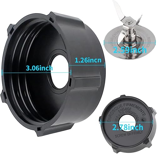 Miniatura 6 de Piezas de repuesto de 5 tazas con tapa cuadrada de vidrio con cuchilla, compatible con licuadora Oster Classic Series y licuadora Osterizer