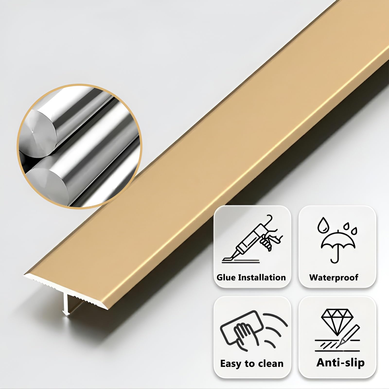 Bande De Transition En T Aluminium, Pour Les Espaces Entre Les Carreaux