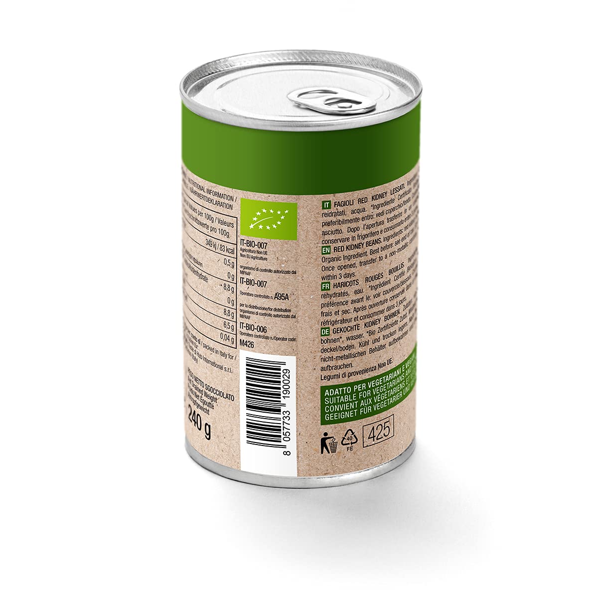 GUSTO SANO FAGIOLI RED KIDNEY BIO GIA’ PRONTI. Senza Sale Aggiunto. Fagioli in scatola lessati e reidratati NON OGM. Comoda scorta da 6 confezioni x 400 gr.6 Pacchi X 400 Gr