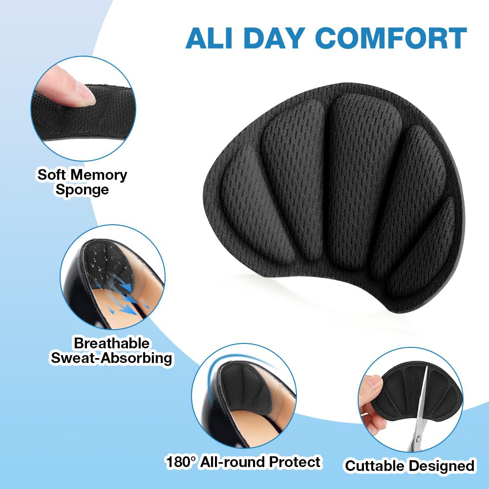 LOPHE Almohadillas para Talones, 3 Pares Almohadilla Talóneras Autoadhesivas para Mujeres y Hombres, Protector de Talon Esponja para Antirozaduras Zapatos y Reducir Talla Zapata (Negro)
