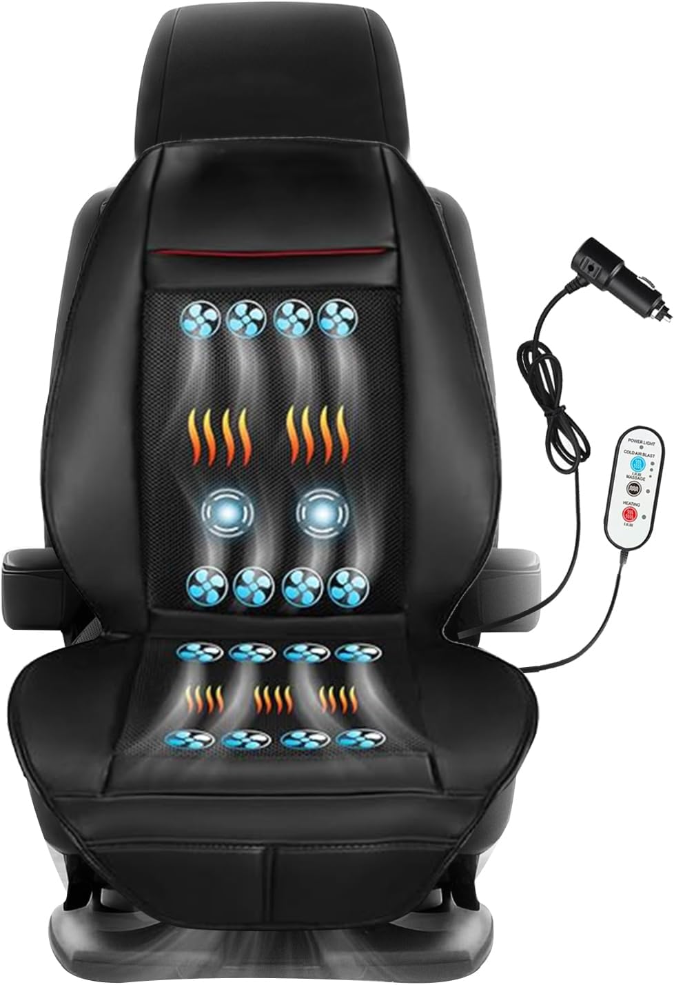 3 in 1 Cooling Car Seat Cover with Massage,Cooling Car Seat Cushion Front Seat Universal 12V Cooling Seat Cover for Car, SUVs (Warm,Cooling&Massage-3)
