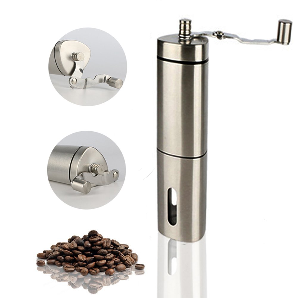Manual Coffee Grinder Stainless Steel Portable Stable Triangle Edge Conical Ceramic Burr Coffee Hand Grinder by