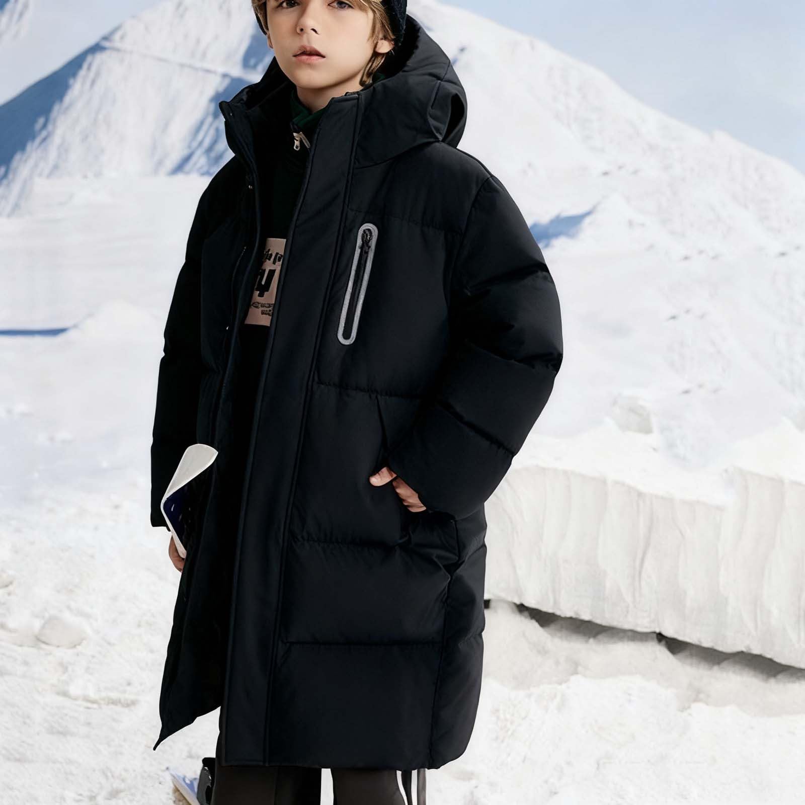 NUSGEAR Abrigos de Invierno para niños Varones Parka para Niña de Invierno Plumiferos Abrigo para niñas Pequeñas Ligero Niños Resistente Medio Largo Puffy Parka Gruesa Forro Suave con Capucha Outwear