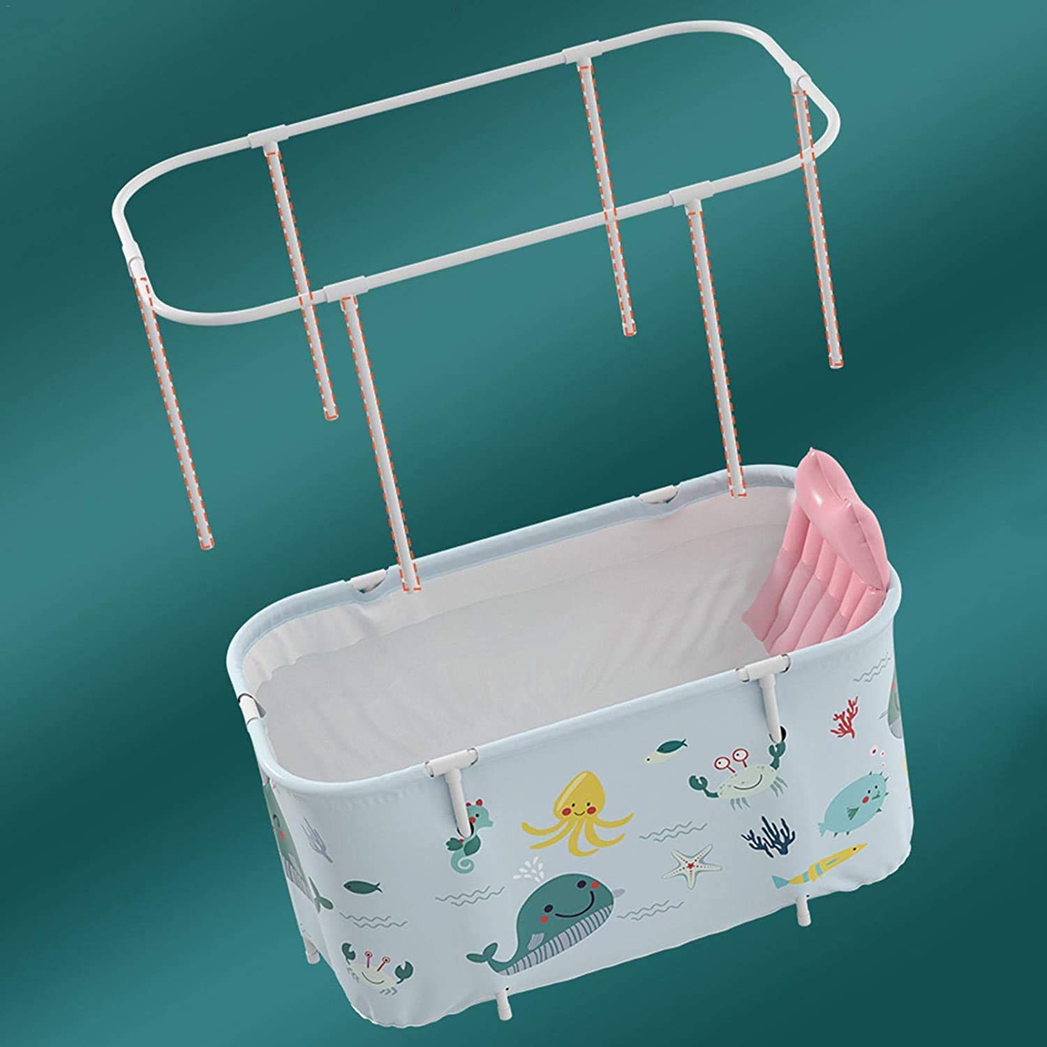 Bañera portátil plegable en plástico, bañera de tamaño extragrande, para adultos y niños, 120 cm, color azul