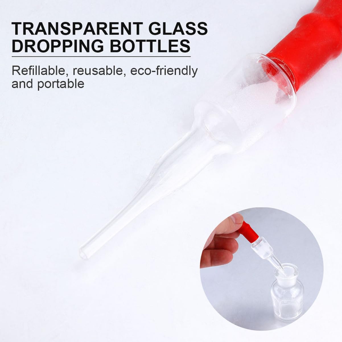 GLEAVI 6 Botellas Cuentagotas de Vidrio Marrón y Blanco, Frascos Químicos Recargables de 30ml y 60ml para Laboratorio y Uso Doméstico