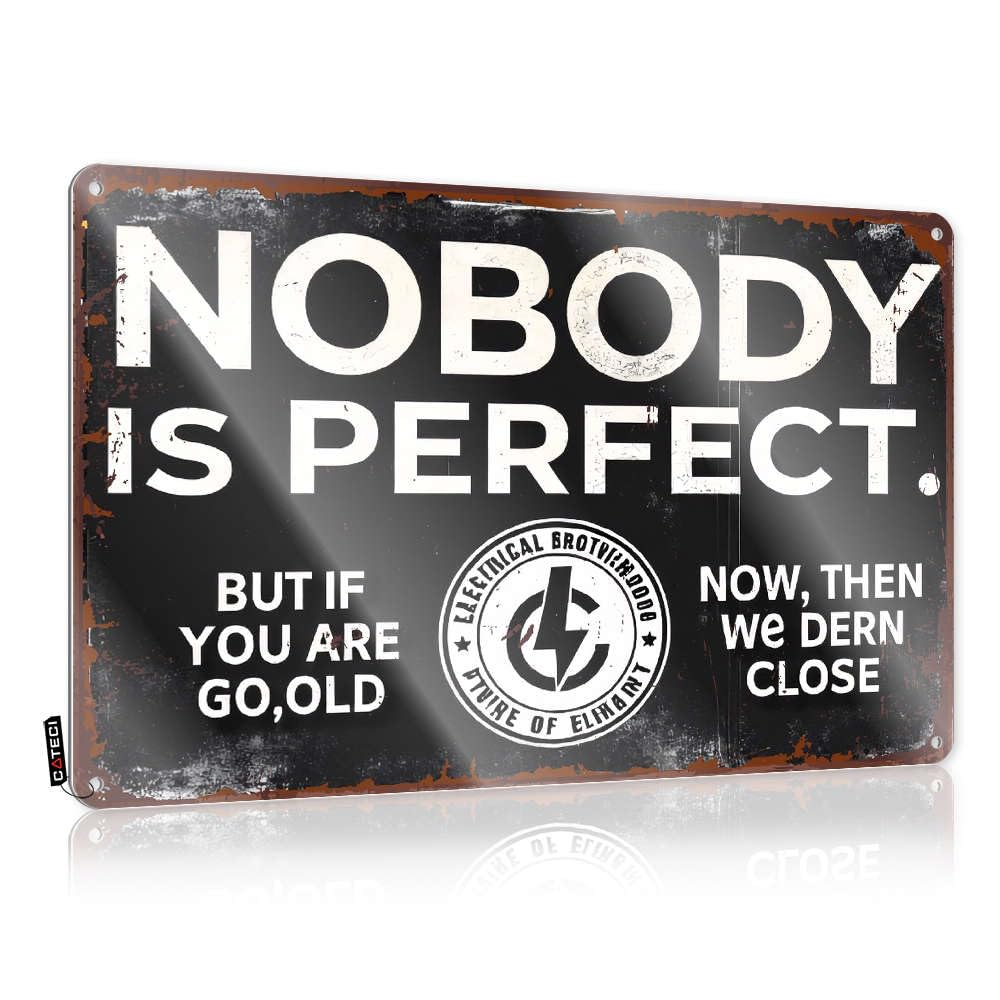 Vintage Metal Signs Funny Nobody Is Perfect. Tin Sign Metal Man Cave Decor Tin Decor(30X40CM)