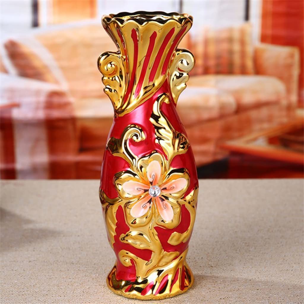 赤と金の花柄陶磁器花瓶 Amazon.co.jp: 赤い花瓶のペア、ヨーロッパスタイルの金と赤の陶器の