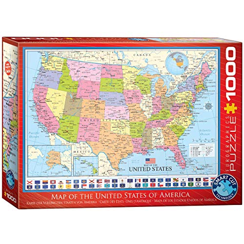 EuroGraphics 6000-0788 Mapa de los Estados Unidos Puzzle, Various, 48 x 68 cm