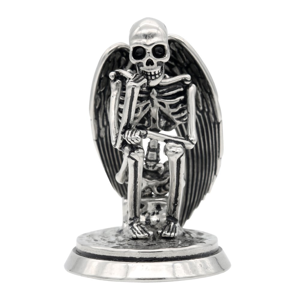 Controse Silver-Toned Stainless Steel The Undead Thinker - Angel Skeleton Statue