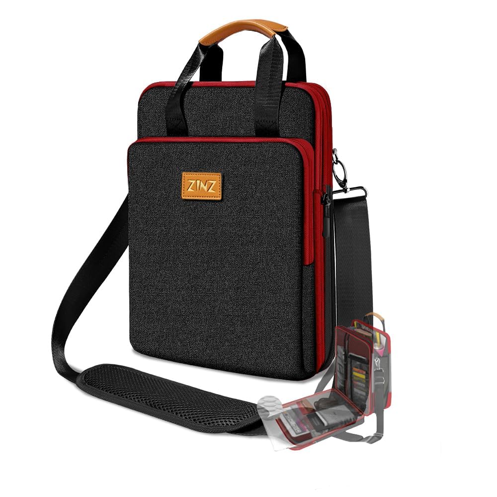 ZINZ Bolso de Hombro para Portátil de Viaje de 12,3-13 Pulgadas con Compartimento Ampliable y Compartimento para Objetos de Valor