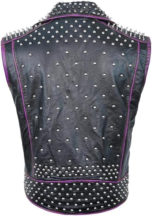 Men's Trending Vintage Western Motorcycle Cowboy Studded Leather Vest - Handmade Studded Moto Biker Brando Waistcoat3