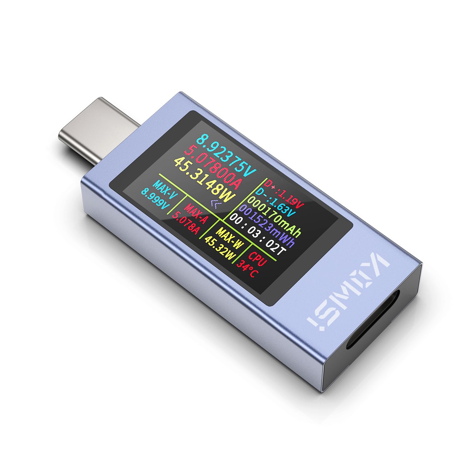 YOJOCK 360W USB C Tester Power Meter, 4-30V 0-12A Type-C PD Tester Digital Multimeter, Power Voltage and Current Tester Meter, Power Bank Capacity Voltmeter USB Cable Charger Detector (KWS-2303C)