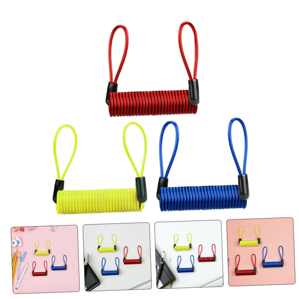 Cavo di Promemoria Blocca Disco Bici 3 Pezzi in Pvc | Uso Versatile, Indicatore di Sblocco, per City Commuting e Uscite in Campagna