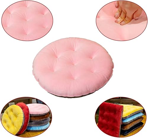Miniatura 5 de Paquete de 2 cojines redondos de terciopelo grueso para asiento, almohadillas de color sólido para silla, cojín de piso para tatami, almohadilla de