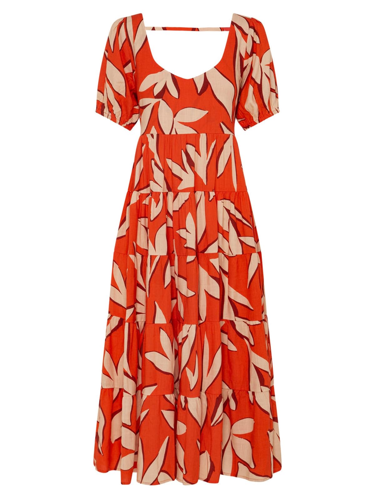 PRETTYGARDEN Short Sleeve Floral Maxi Dresses for Women 2025 Wedding Guest Summer Dress Flowy Beach Vacation Outfits (Orange White Flower,Large)