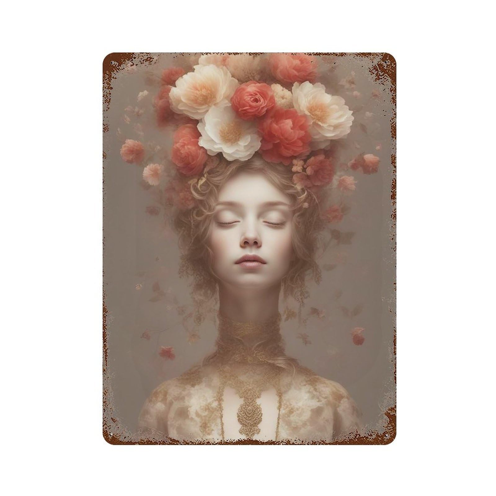 Rust Effect Girl004 Rusty Metal Tin Sign 15.7"x11.8", Farmhouse Wall Decor for Shed, Workshop And Garage Wall Decor