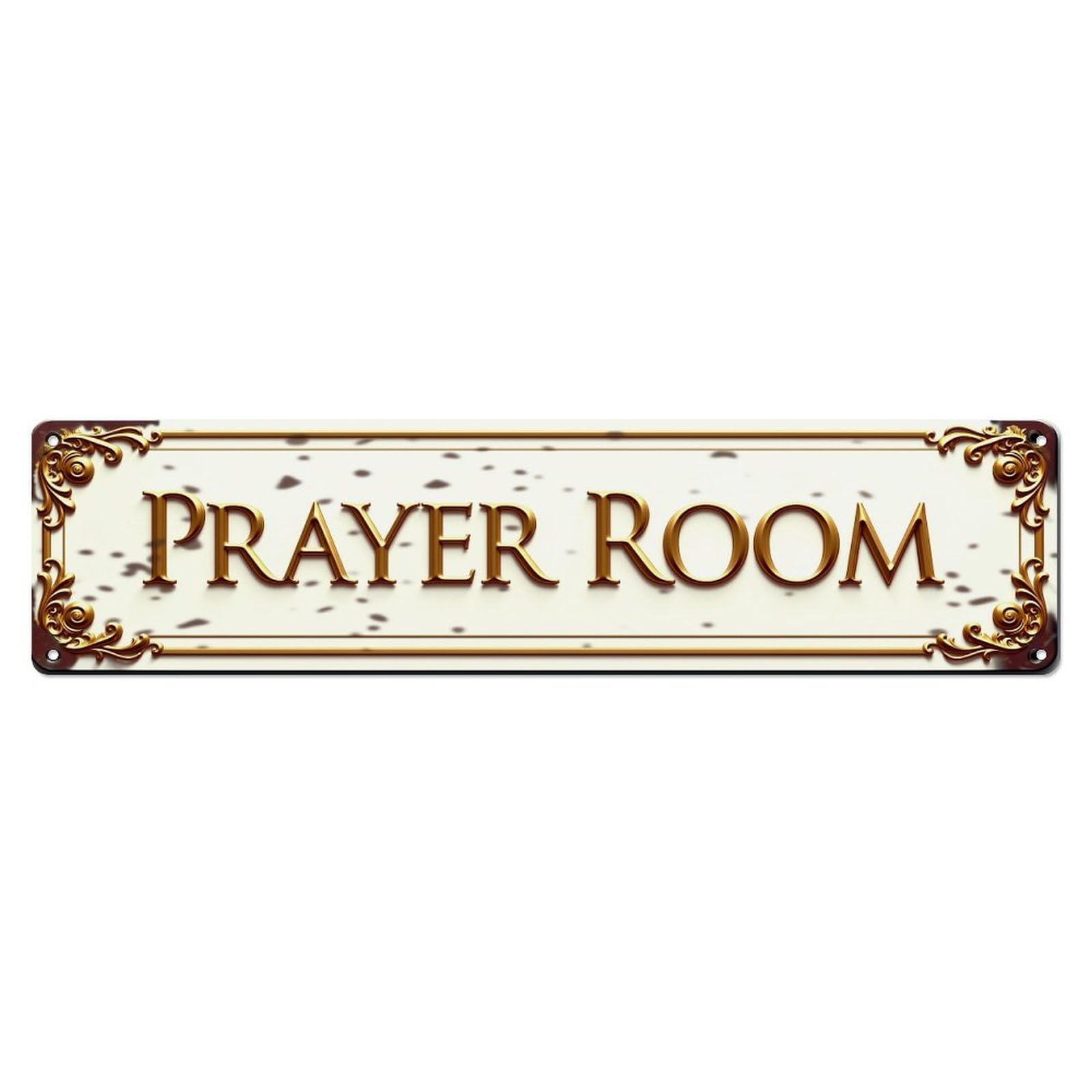 Golden Ornate Text Design Metal Tin Sign Plaque