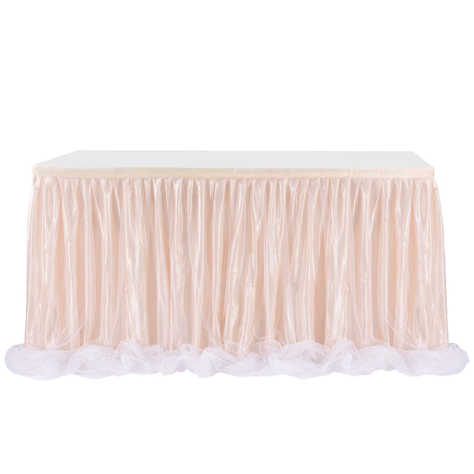 aromm Tulle Table Skirt Cover for Baby Shower Wedding Parties Table Decor 9 FT (L275cm×H77cm) Champagne