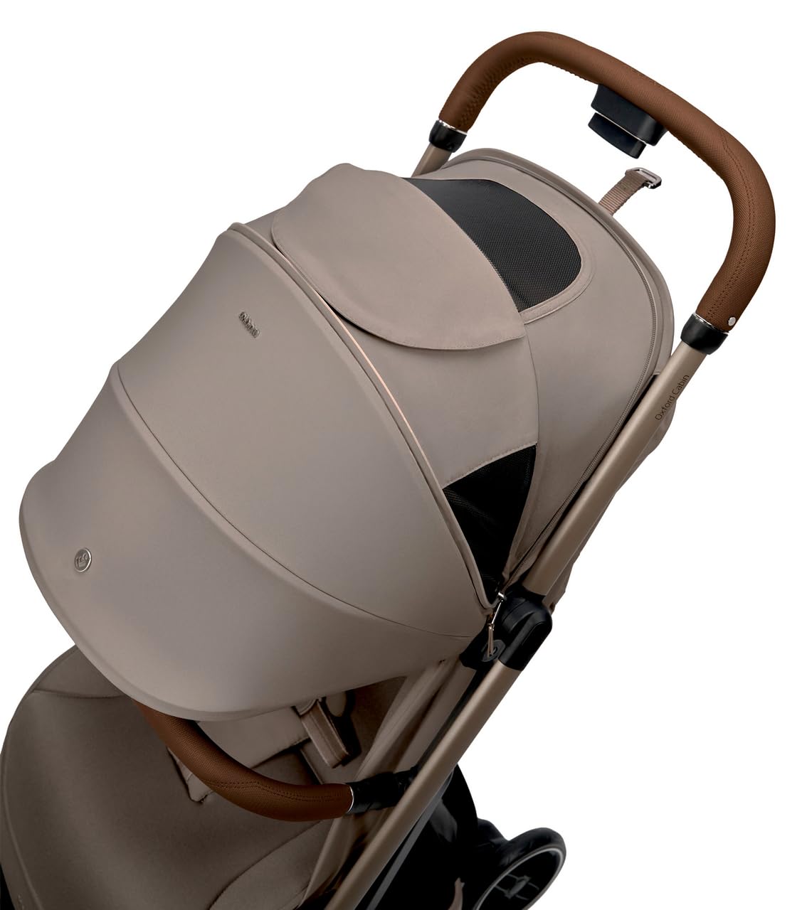 Maxi-Cosi Oxford Cabin Baby Kinderwagen, Für Flugreisen, 0–4 Jahre, zusammenklappbar, federleichter und ultrakompakter, Sanfte Federung, flache Liegeposition, integrierten Tragegurts, Oak Truffle