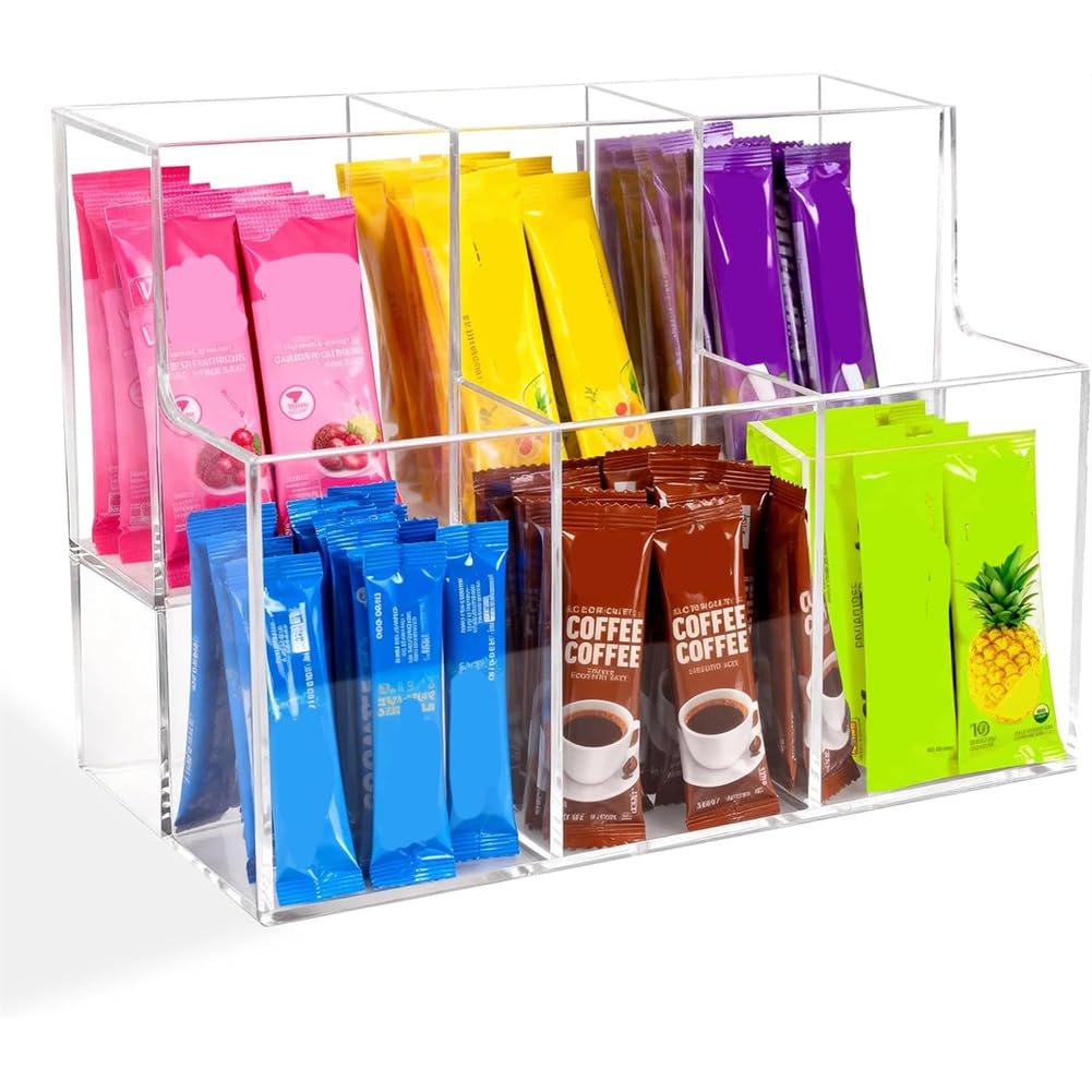 IJSDNVJNDX Kitchen Pantry Cabinet Storage Organizer 2-Tier Acrylic Drink Packet for Water Flavor& Hydration Powdered Mixes