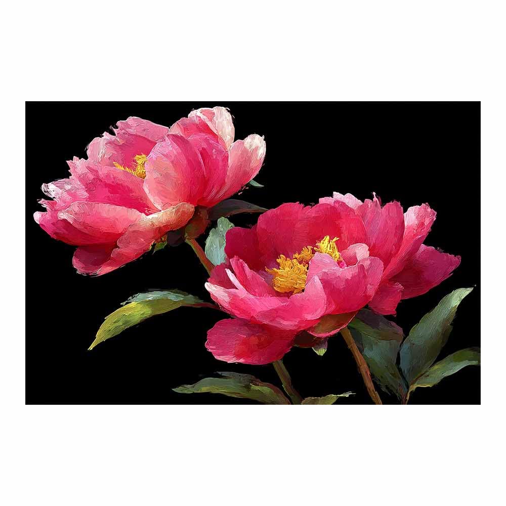 Hoqiu Multicolor Plant Poster Pink Peony Floral Art Modern Canvas Wall Art, Decorative Paintings, Canvas Painting Wall Art For Home Decor.(Multicolor)-70X100cm Unframed